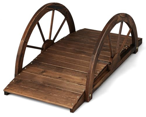 SOARS Puente de Madera de Abeto 101x48.5x38 cm - Barandilla de Media Rueda, Capacidad 75 kg - Estable y Decorativo para Jardín, Estanque y Arroyo