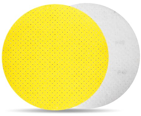 9-Inch Drywall Sanding Discs, 10-Pack Assorted Grit 100 120 150 180 220, Multi-Hole Hook & Loop Sandpaper, White Aluminum Oxide, Non-Woven Backing, 225mm for Drywall Sander