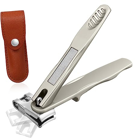 LRXIYODE Nagelknipser 360° Drehbarer Maniküre Trimmer Kleiner Fingernagelschneider Mit Nagelfeile Lederetui Für Damen Herren Fuß Und Zehennägel Reise