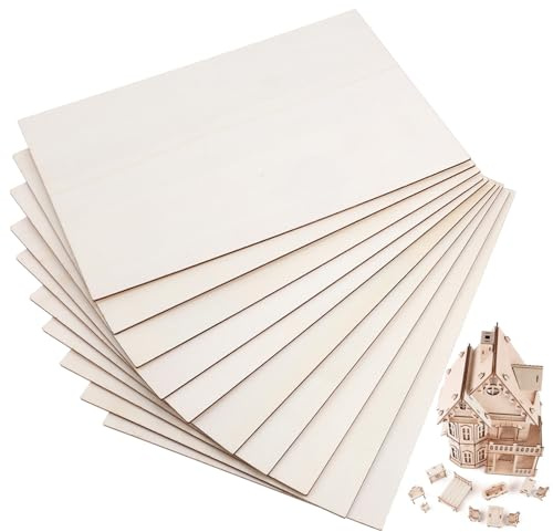 HIAKDOFT 10pcs Unpainted Wood Panel Boards DIY Wood Chips Craft Supplies Blank Wooden Sheets for Painting Engraving and Artistic Woodworking Projects