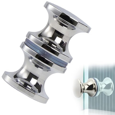 HARY Shower Door Handle Stainless Steel Replacement Round Chrome Door Knobs Back to Back Shower Glass Door Knob Sliver Handle for Bathroom, 30mm, 1 Pack