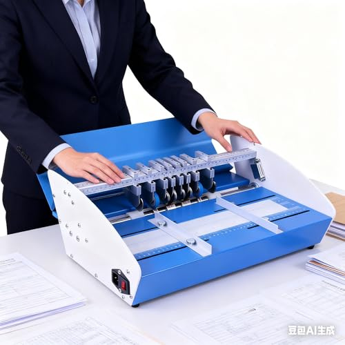 zxmeimm Machine De Rainage électrique,Raineuse De Papier 3 en 1,Machine De Rainage De Papier De 460/520mm,Plieuse De Papier,Raineuse De Papier en Métal Robuste De Bureau 460mm