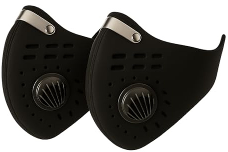 Relief Care Sport-Gesichtsmaske mit Aktivkohlefilter, waschbar & wiederverwendbar – Staub-/Feinstaubmaske für Fahrrad & Motorrad, für Outdoor-Aktivitäten, 2er Pack