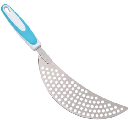 NUOBESTY Filtreur Eau pour Casserole Acier Inoxydable avec Poignée Plastique Bleue Passoire Pratique pour Pâtes Égouttoir Vaisselle pour Cuisine Quotidienne