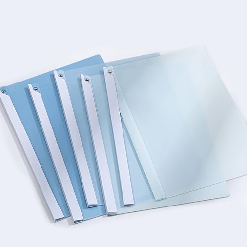 Bewerbungsmappen 5 Stück Klemmhefter A4 Kunststoff, Schwenkbare Klemmleiste Spart Zeit und Mühe (Blau)