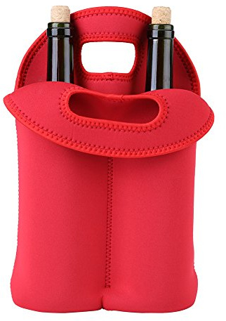 Fafeims Bolsa Enfriadora de Botellas, Bolsa Aislante Portátil de Neopreno para Vino, Funda para Bebidas con Práctico Transportador para Dos Botellas