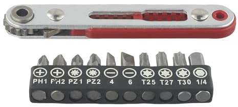 Tournevis à cliquet à tête plate 90 degrés avec mécanisme à 16 dents et 10 embouts hexagonaux de 25 mm pour espaces restreints