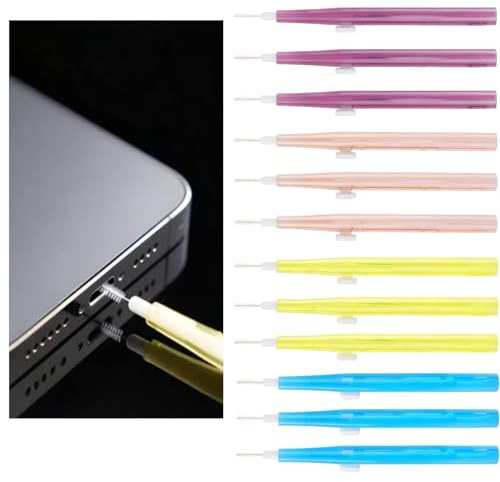 12 unidades USB C Juego de limpieza para teléfono móvil, multiusos, conector de carga, cepillo de limpieza para altavoces, auriculares de teléfono, para smartphone, portátil y teclado