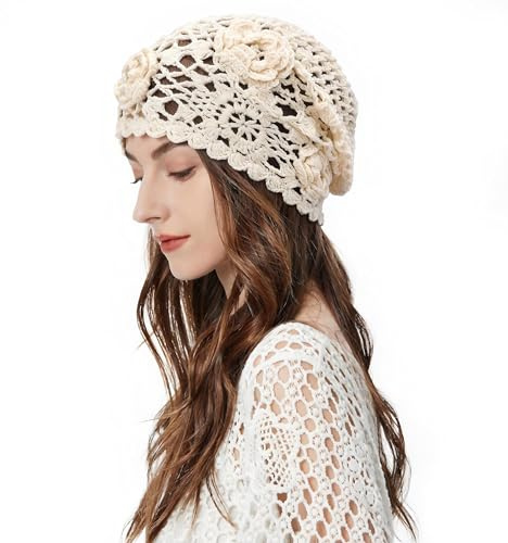 ZLYC Bonnet au Crochet en Coton Fait à la Main
