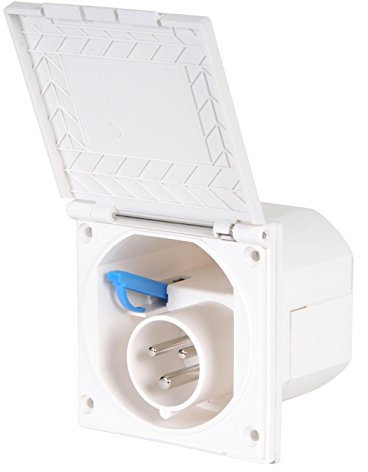 wamovo CEE Aussensteckdose weiß Spritzwasser geschützt 200-240V, 16A, 3 polig IP44