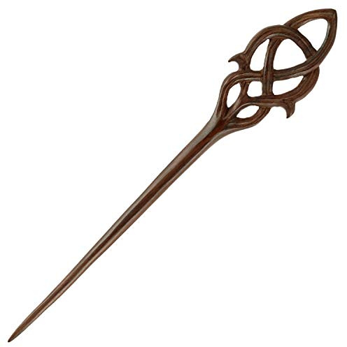 Handgefertigte Haarnadel aus Holz mit keltischem Knoten – 17 cm Haarstab Dunkelbraun – Glatt poliert – Stabiler Duttstab für Hochsteckfrisuren – Keltischer Haarschmuck