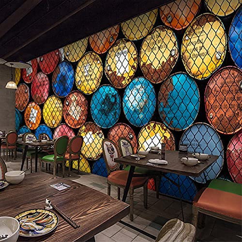 3d retro nostálgico estilo industrial papel tapiz barril de aceite mural bar ktv personalidad papel tapiz restaurante restaurante fondo papel tapiz-140cmx100cm