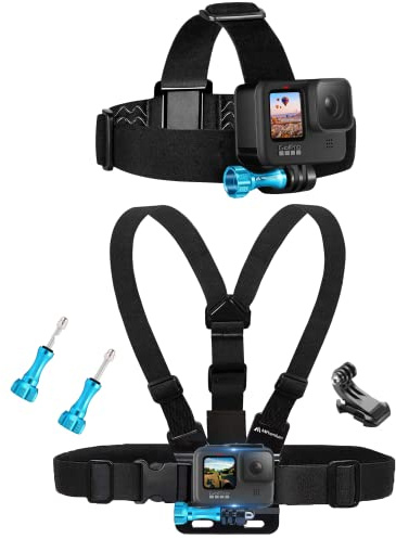 MiPremium Chest Harness Chesty Mount & Head Strap for GoPro Hero 13 12 11 10 9 8 Max Go Pro Hero 7 6 5 3 4 Session Black Silver Fusion DJI Osmo AKASO Accessories Kit for Action Cameras