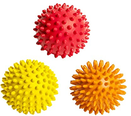 Lot de 3 balles de massage à picots pour fasciite plantaire, thérapie des points de déclenchement, soulagement de la douleur, exercice, yoga, pilates (couleur aléatoire)