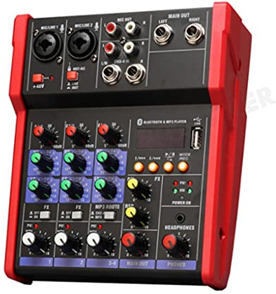 DLOETT 4-channel Dj Controller Mixer Professional Mixing Console with Reverb Effect for Home Live Stage (Color : D)