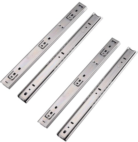 MOCNT 2 Paar (4 Stück) 250mm Schubladenführungen 27mm Nut Schubladenschienen Vollauszug Schubladenauszug Kugellager Stahl Schienen Schubladen Auszugsschienen Kabinett
