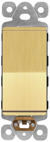 LIDER Brushed Gold Minimalist Design Decorator Switch, Frameless Paddle Wall Light Switch, On/Off Rocker Switch, Single Pole, Residential Grade, UL Listed, 3 Wire, 15A 120-277VAC