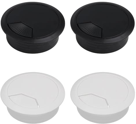 YFTRFR 4 Stück Schreibtisch Kabellochabdeckung Kunststoff PC Computer Kabellochabdeckung Desktop Kabeldurchführung Runde Draht Organizer Kappen für Management Home Office (50mm)