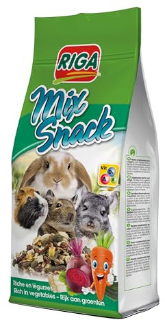 Riga - Mix Snack Di Verdure - Alimento Integrativo per Roditori - Conigli, Porcellini D'India, Octodon, Cincillà - Ricco di Fibre E Vitamine - Ricompensa Naturale Ideale - 85G