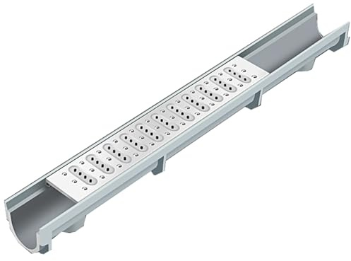 Trincea di drenaggio a pavimento per esterni, con copertura in acciaio inox, grondaia a forma di U, per marciapiedi e vialetti, soluzione di drenaggio della cucina (100 x 26 x 30 cm)