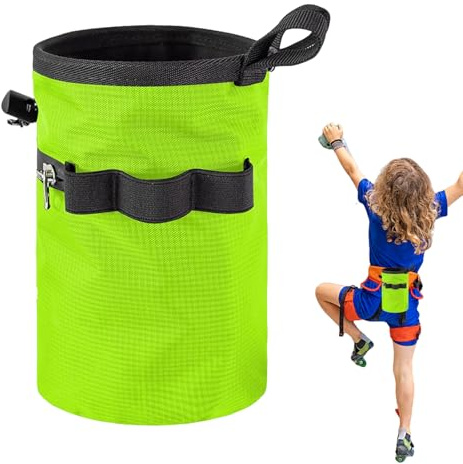 Borsa per gesso per arrampicata su roccia, impermeabile, secchiello con cintura regolabile in vita e tasca portaoggetti con cerniera, organizer per attrezzi per ginnastica, roccia, all'aperto, piscina