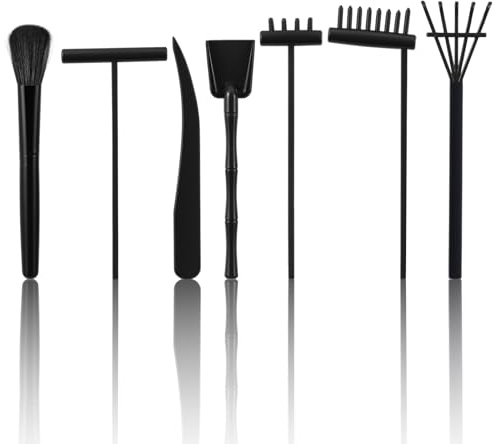Lot de 7 mini râteaux de jardin zen, stylos à dessin de sable, outils de jardin zen pour bureau, homme et femme, cadeau d'anniversaire unique pour soulager le stress