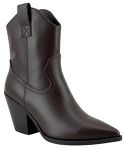 MODELISA - Botas Camperas Cowboy Estilo Vaquero para Mujer, Tacón Bloque de Caña Media con Cremallera Lateral (Marrón Oscuro, Una talla, Sistema tallas calzado EU, Adulto, Mujer, Números, mediano, 38)