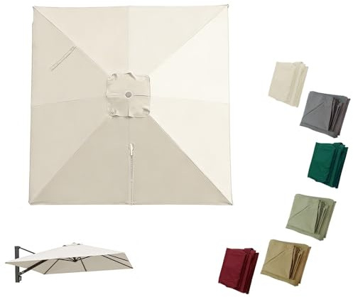 MACAGGTNTU Rectangular Toldo De Parasol De Recambio 3x4m Tela De Repuesto para Parasol Excéntrico, Cubierta De Repuesto para Sombrilla De Patio(Beige,250x250cm/8x8ft)