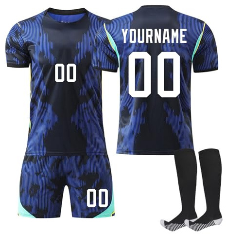 Maglia Calcio Personalizzata Bambino Uomo Brasile Maglia da Calcio Personalizzabile con Il Tuo Nome/Numero Coppa del Mondo Completi Calcetto Maglietta di Pantaloncini e Calzettoni