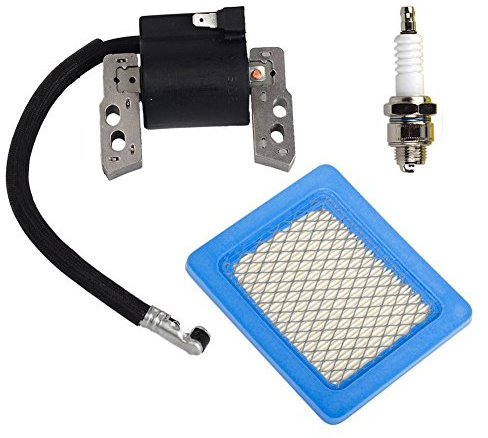 New Ignition Coil with 491588 491588S Air Filter Spark Plug Compatible with Briggs & Stratton Engines Compatible with 695711 802574 493237 796964 492416