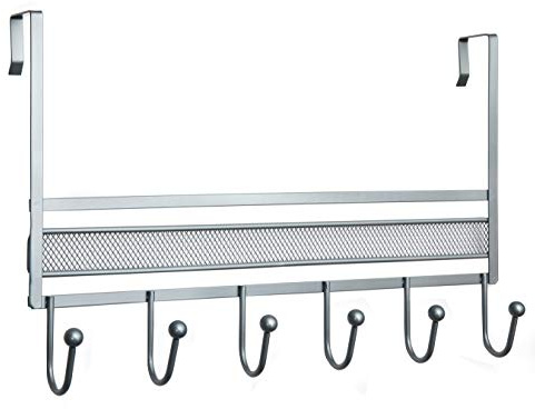Amtido Türgarderobe mit 6 Haken, Netz-Design, mattes Silber