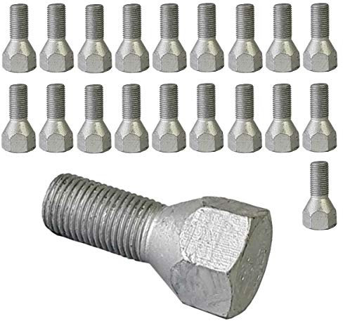 TRACER 20 Steel Rim Bolts Wheel Bolts M12 x 1.25 22mm Cintura conica 60° compatibile con FIAT, Alfa Romeo, Lancia
