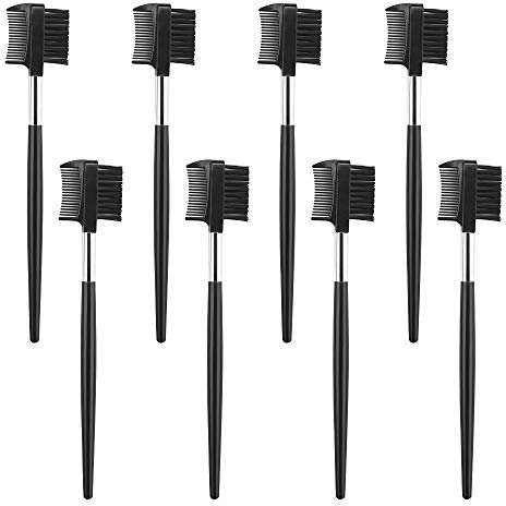 8 Pezzi Brow Comb Lash Groomer Spazzola per Sopracciglia a Doppia Faccia per Donne Strumenti Cosmetici per il Trucco Nero