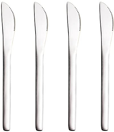 VANRA 4 Stück Tafelmesser Besteck-Set Dessertmesser-Set aus Edelstahl für kleine Kinder, Abendessen, Vorspeisen, Obst, Snack, Serviermesser