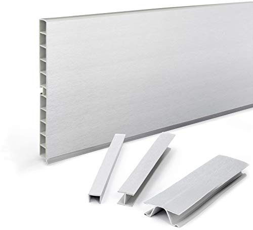 DQ-PP Zócalo de Aluminio Cepillado y Plástico para Cocina Empotrada - 1,5 m, 150 mm - Rodapiés y Perfil de Zócalo