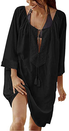 Tyidalin Mini Robe de Plage Femme Paréo Rayonne Kimono Courte Eté Cache-Maillot de Bain Bikini Cover up (Couleur 1, Taille Unique)