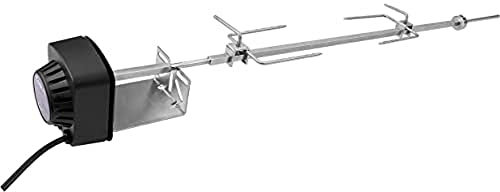 Cook>it - Girarrosto in Acciaio Inox per griglia a Gas 3/3/4/5 fuochi, Design Robusto con spiedino 10×10 mm, Nero