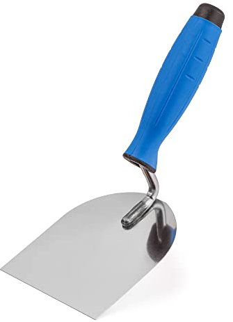 Mivos Stukkateurspachtel 100 x 120 mm mit Softgriff - Rostfrei - Edelstahl Maurerkelle 100 mm - Gipserspachtel - Putzerkelle - Kelle für Mauererarbeiten - Made in EU