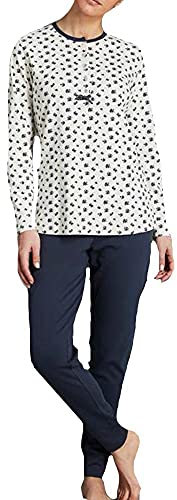 RAGNO Pigiama Donna Manica Lunga Pantalone Lungo Invernale Interlock Collo Serafino Articolo DA54N1, 139F Fantasia Notte, Taglia 48