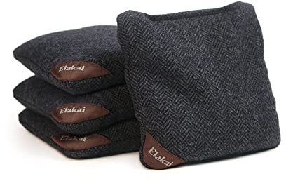 Elakai Cornhole Bags Allwetterbeutel, einseitig, Fischgrätenmuster, Größe und Gewicht, 4 Stück, Mitternachtsblau, 15,2 x 15,2 cm