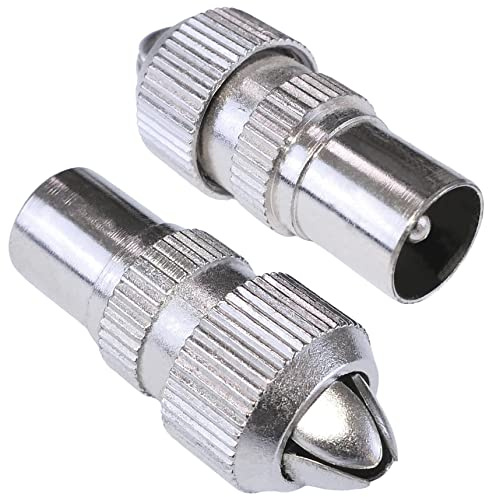 Aerzetix - C54440 - Set di 2 connettori/adattatori/spine per antenna TV maschio 9.5mm per cavi coassiali - lunghezza 30mm - in metallo