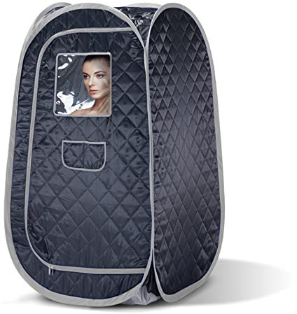 Smartmak Portable Steam Sauna Tent, Full Body Personal Home Spa, Lightweight Foldable Steam Room for Detox Therapy, Steamer NOT Included (L 31.5” * W 31.5” * H 55.2” BlackGrey)