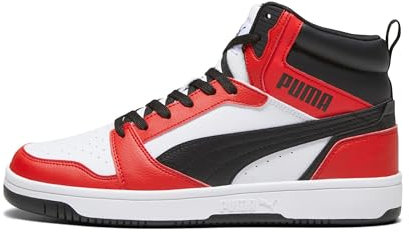 PUMA Rebound V6, Zapatillas Unisex adulto, Puma White Puma Black For All Time Red, 41 EU