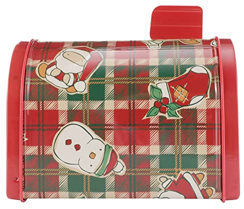 Cabilock Caja de Lata Navideña Forma de Buzón Caja para Galletas para Decorar y Guardar Dulces Fiestas de Navidad