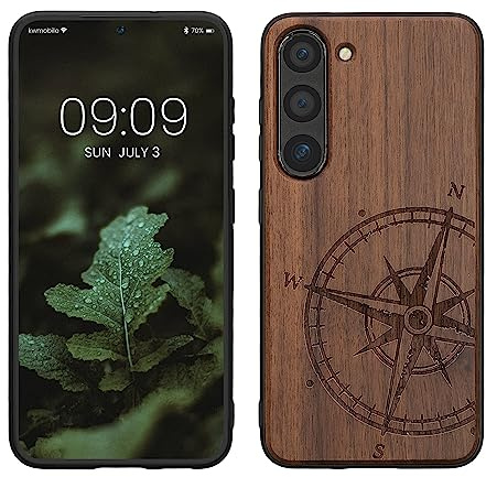 kwmobile Housse Compatible avec Samsung Galaxy S23 Coque - Étui de Protection Rigide Antichoc avec Cadre en TPU - Brun foncé