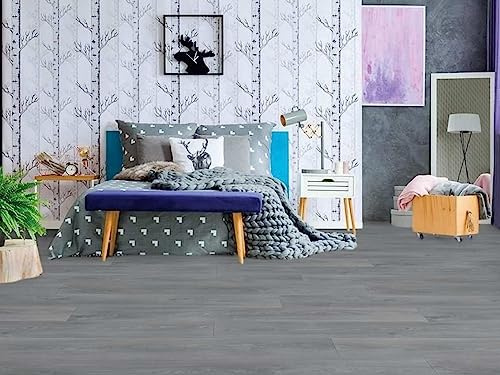 PVC Bodenbelag Vinylboden in schlichter Holz Art, grau, Zuschnitt (2m breit / 2,5m lang)