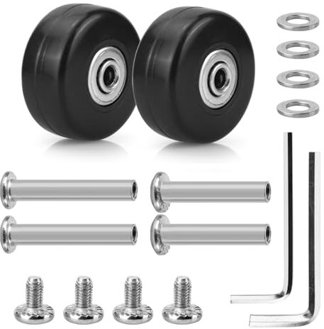 GUGULUZA 2 Set 42 x 19 mm Ersatzräder für Gepäckkoffer mit Lager und Achse, Schwarz