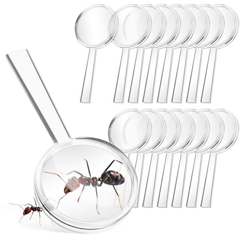 Gadpiparty 16 Stück 8-Fache Mini-Lupen Für Kinder Transparente Kunststoff-Lupe Partygeschenke Handgehaltene Vergrößerungslinse Große Menge Zum Lesen Von Naturerkundungsspielzeug