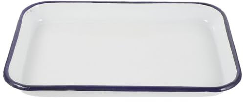 DEARMAMY Emaille-Kuchenform Emaille-Backform Emaillierte Bratform Backform Lasagne-Pfanne Lebensmittelbehälter Auflauf -Backgeschirr 25 X 35 Cm