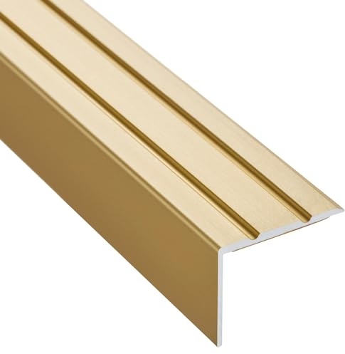 SOTECH 2 st Trappprofil 1000 x 25 x 18 mm, självhäftande, anodiserad mässing, aluminiumprofil för laminat, kakel, parkett och mycket mer.